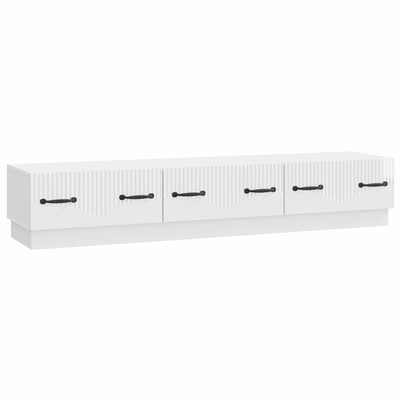 vidaXL Ντουλάπι TV με συρτάρι Γυαλιστερό Λευκό 147 x 34,5 x 27 εκ