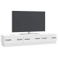 vidaXL Ντουλάπι TV με συρτάρι Γυαλιστερό Λευκό 147 x 34,5 x 27 εκ
