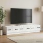 vidaXL Ντουλάπι TV με συρτάρι Γυαλιστερό Λευκό 147 x 34,5 x 27 εκ