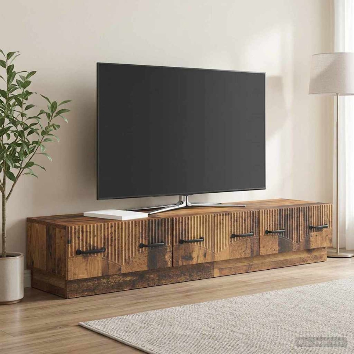 vidaXL Ντουλάπι TV με συρτάρι Παλαιωμένο ξύλο 147 x 34,5 x 27 εκ