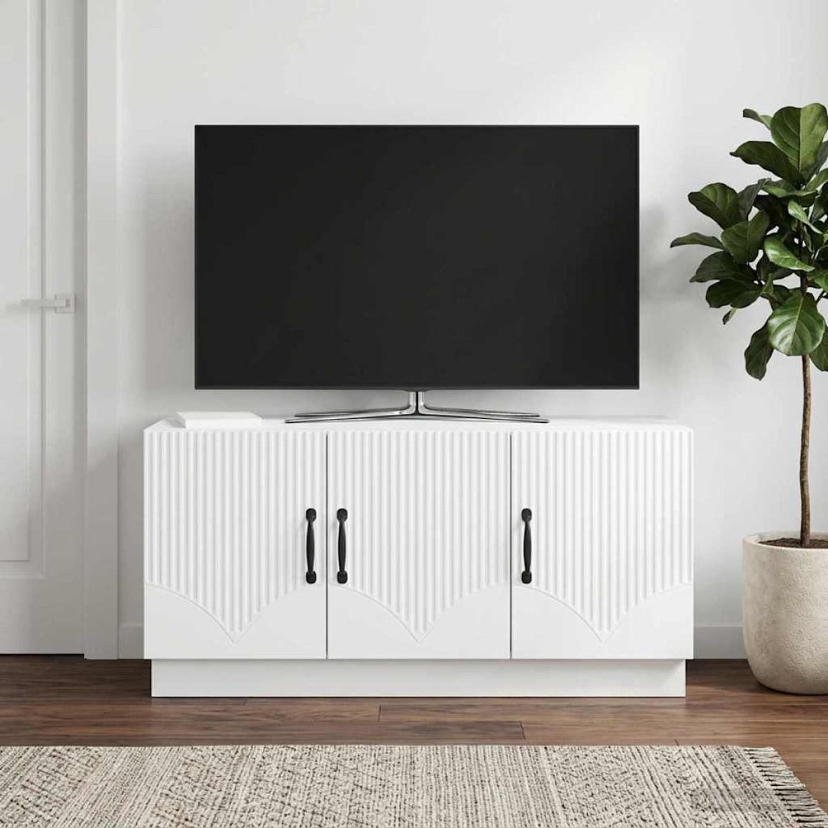 vidaXL Ντουλάπι TV Λευκό 99 x 34,5 x 47 εκ Επεξεργασμένο Ξύλο