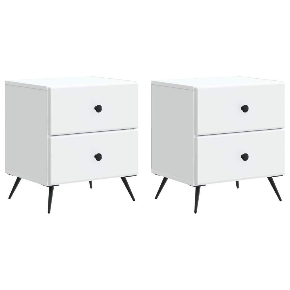 vidaXL Κομοδίνο 2 τεμ. Λευκό 43 x 34,5 x 47,5 εκ Επεξεργασμένο Ξύλο