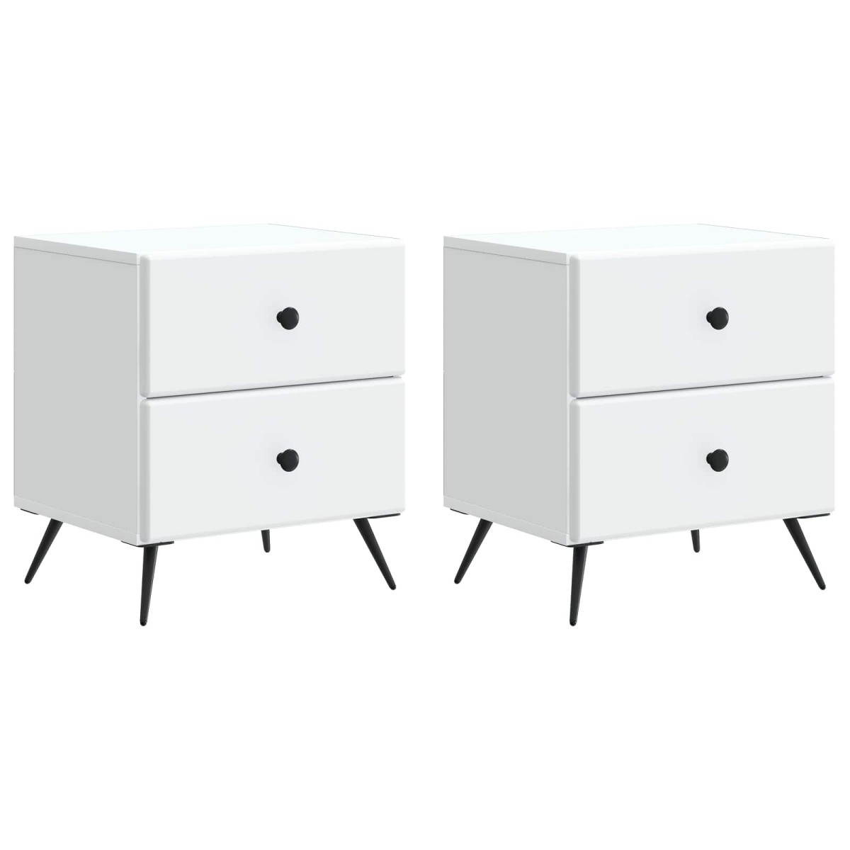 vidaXL Κομοδίνο 2 τεμ. Λευκό 43 x 34,5 x 47,5 εκ Επεξεργασμένο Ξύλο