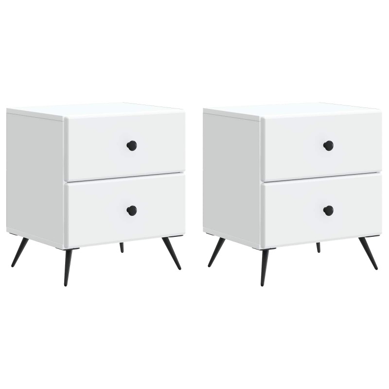 vidaXL Κομοδίνο 2 τεμ. Λευκό 43 x 34,5 x 47,5 εκ Επεξεργασμένο Ξύλο
