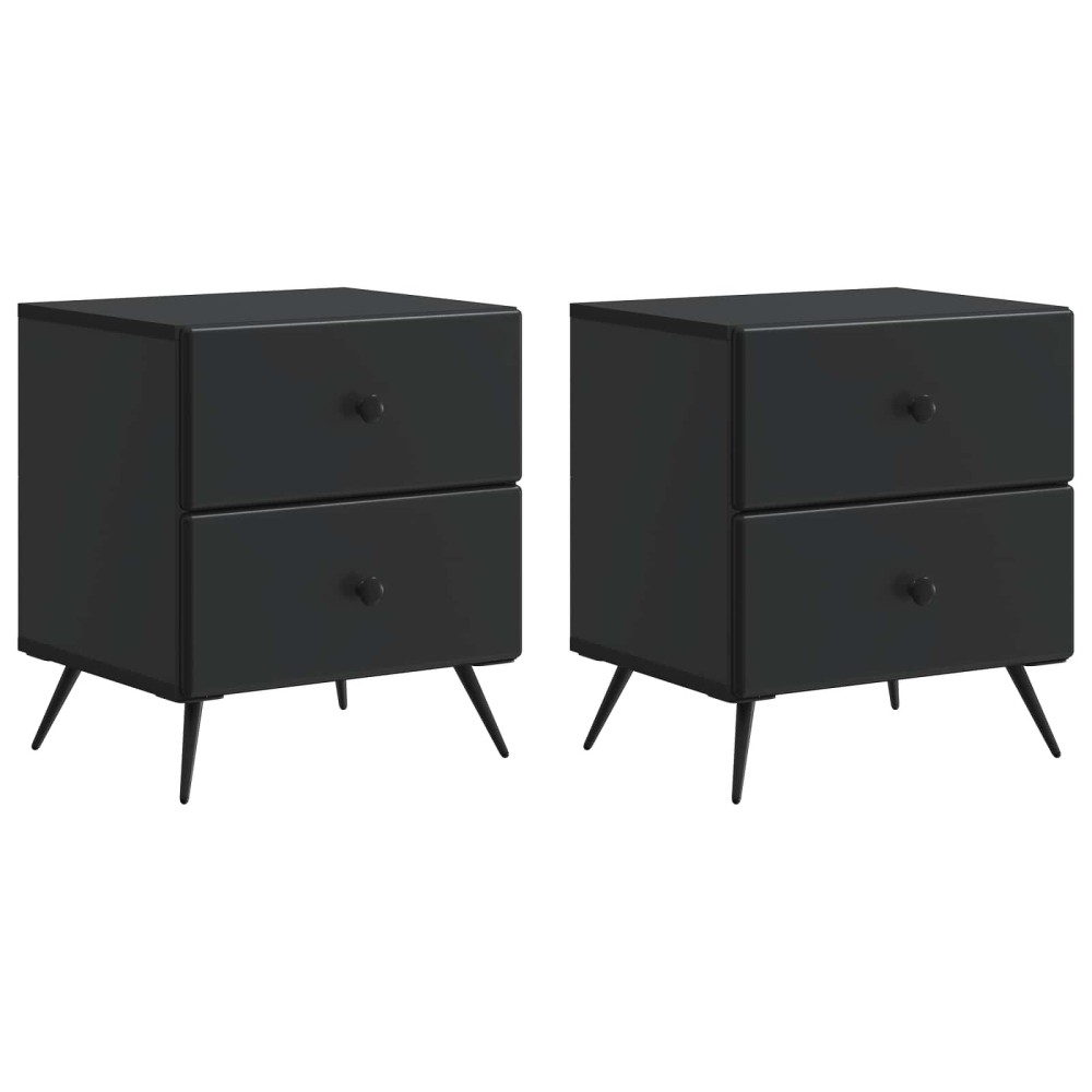 vidaXL Κομοδίνο 2 τεμ. Μαύρο 43 x 34,5 x 47,5 εκ Επεξεργασμένο Ξύλο