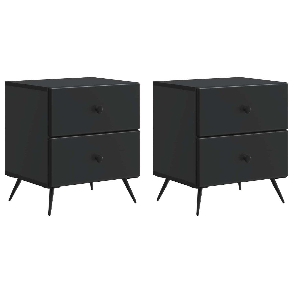 vidaXL Κομοδίνο 2 τεμ. Μαύρο 43 x 34,5 x 47,5 εκ Επεξεργασμένο Ξύλο