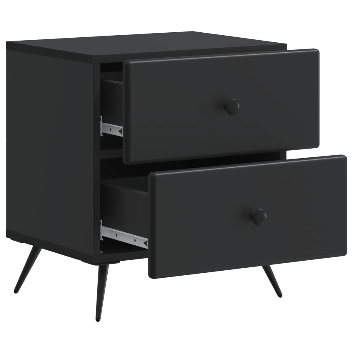 vidaXL Κομοδίνο 2 τεμ. Μαύρο 43 x 34,5 x 47,5 εκ Επεξεργασμένο Ξύλο