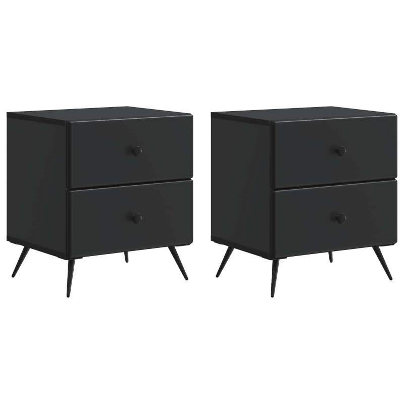 vidaXL Κομοδίνο 2 τεμ. Μαύρο 43 x 34,5 x 47,5 εκ Επεξεργασμένο Ξύλο
