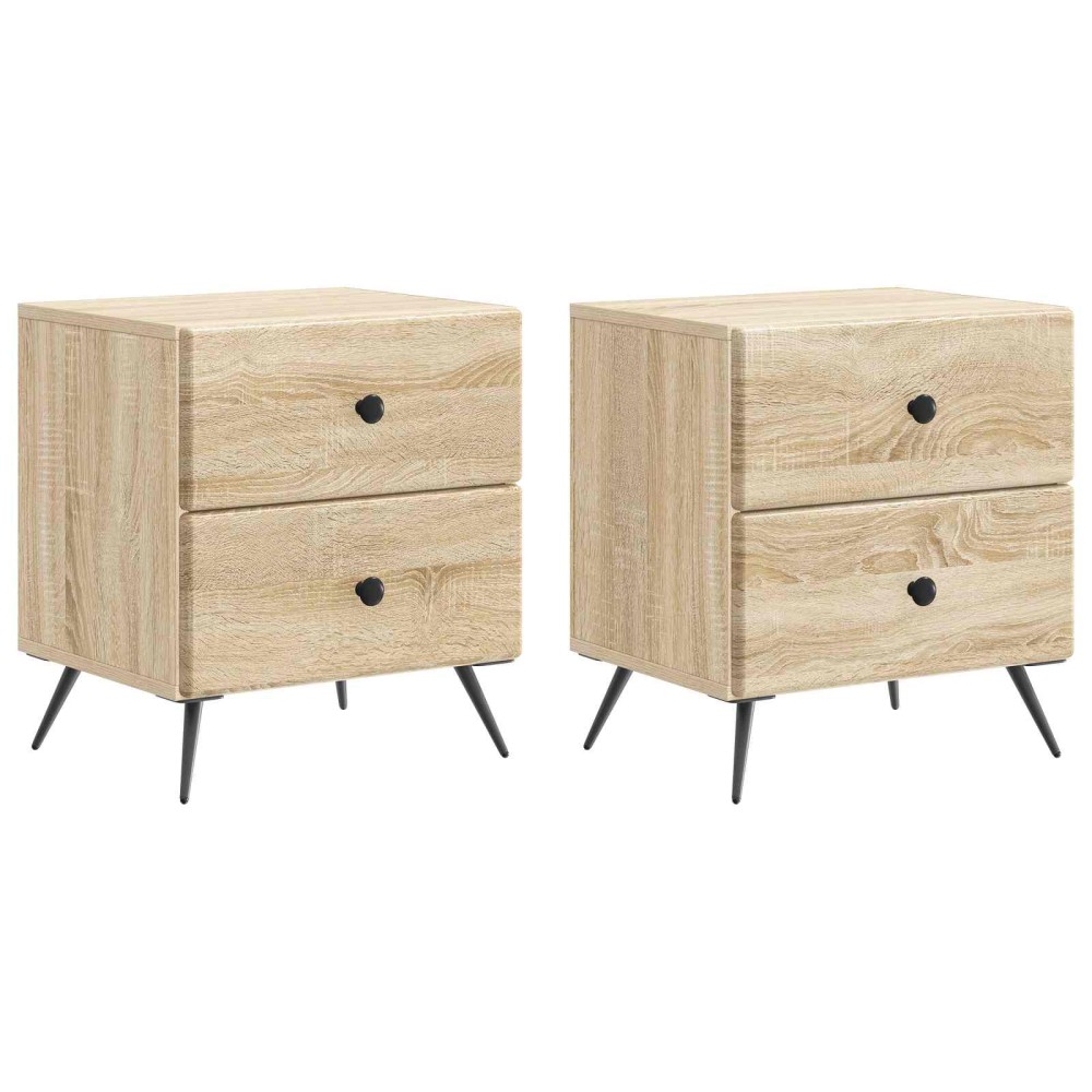 vidaXL Κομοδίνο 2 τεμ. Sonoma Δρυς 43 x 34,5 x 47,5 εκ