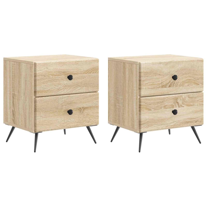 vidaXL Κομοδίνο 2 τεμ. Sonoma Δρυς 43 x 34,5 x 47,5 εκ