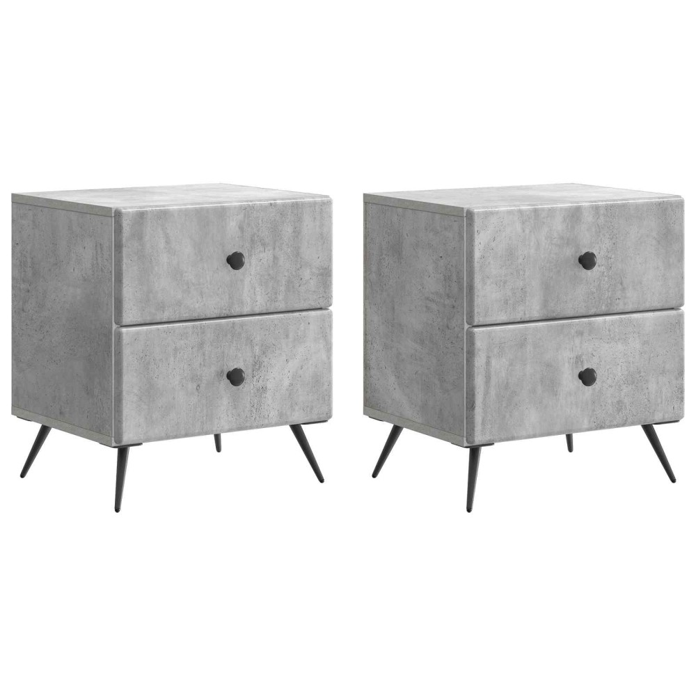 vidaXL Κομοδίνο 2 τεμ. Γκρι Σκυροδέματος 43 x 34,5 x 47,5 εκ