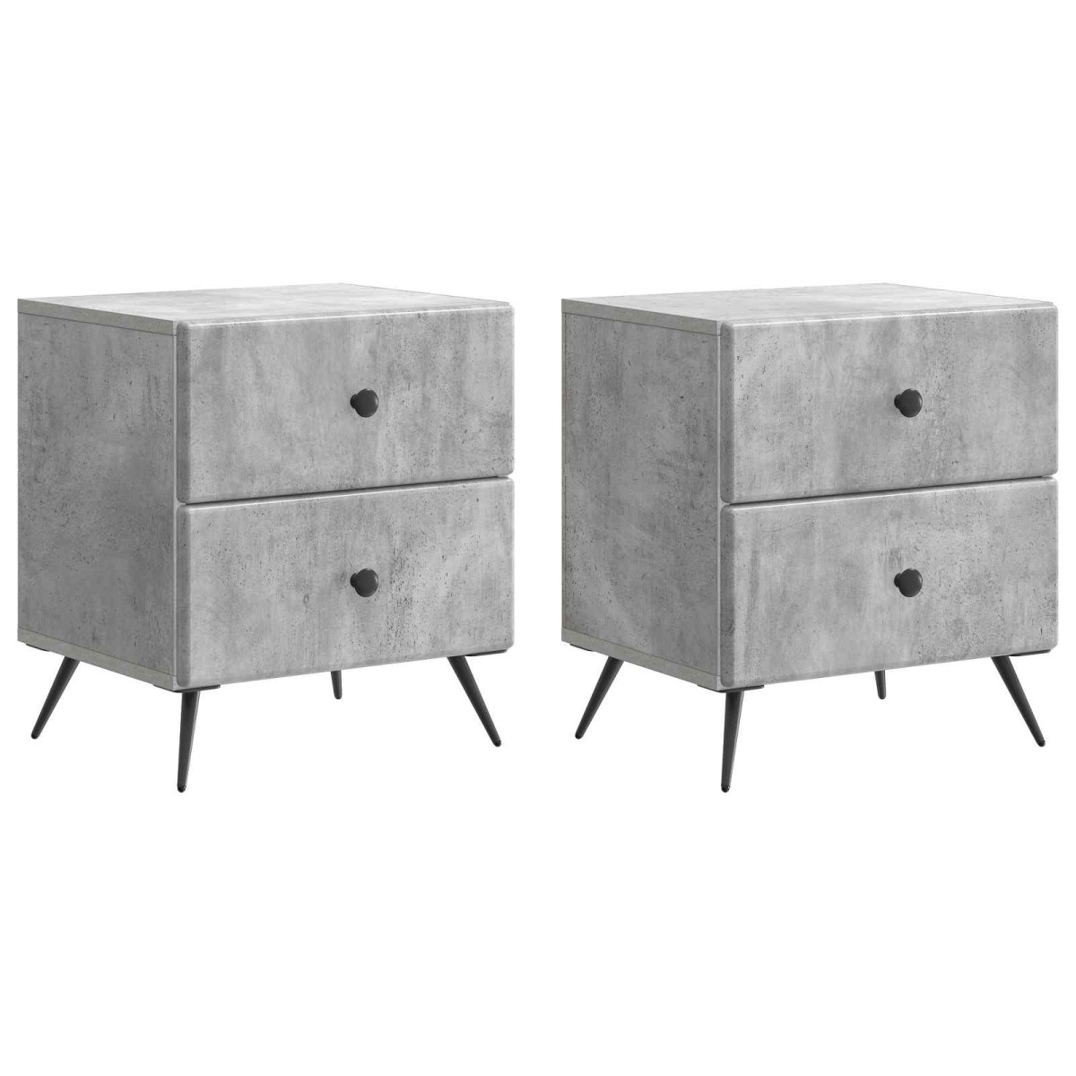vidaXL Κομοδίνο 2 τεμ. Γκρι Σκυροδέματος 43 x 34,5 x 47,5 εκ