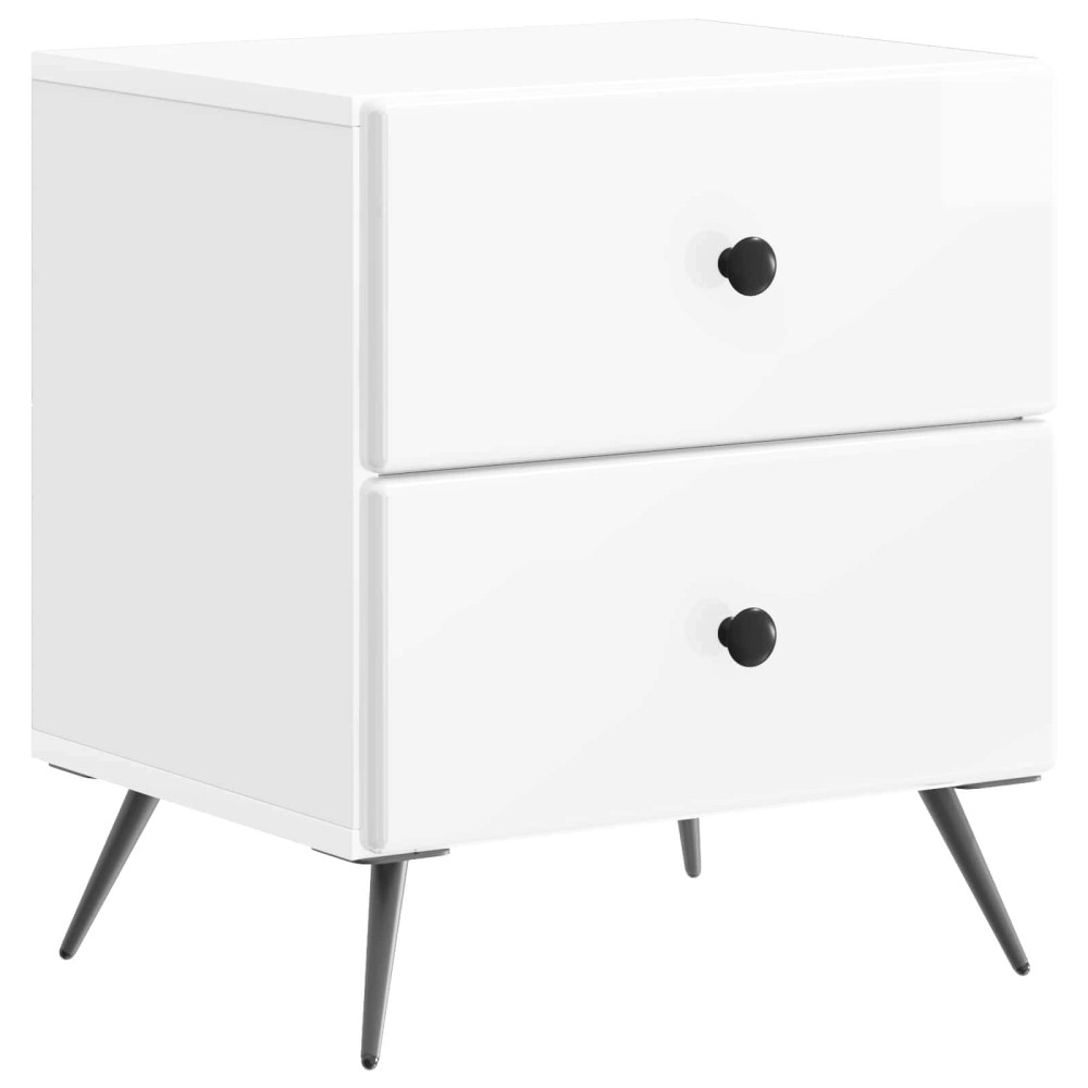vidaXL Κομοδίνο Γυαλιστερό Λευκό 43 x 34,5 x 47,5 εκ