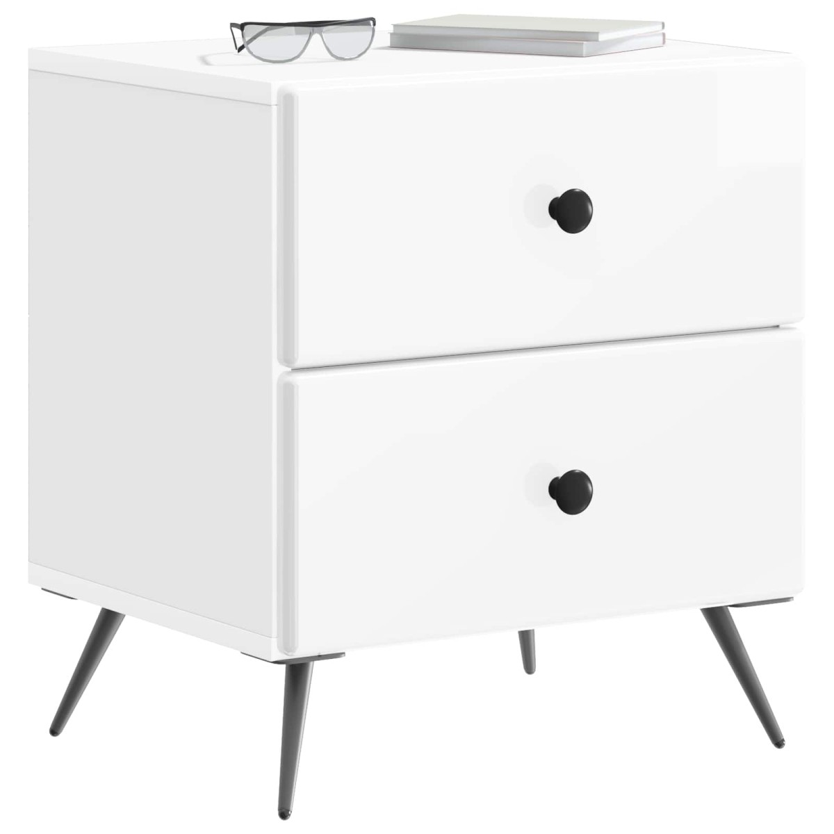 vidaXL Κομοδίνο Γυαλιστερό Λευκό 43 x 34,5 x 47,5 εκ