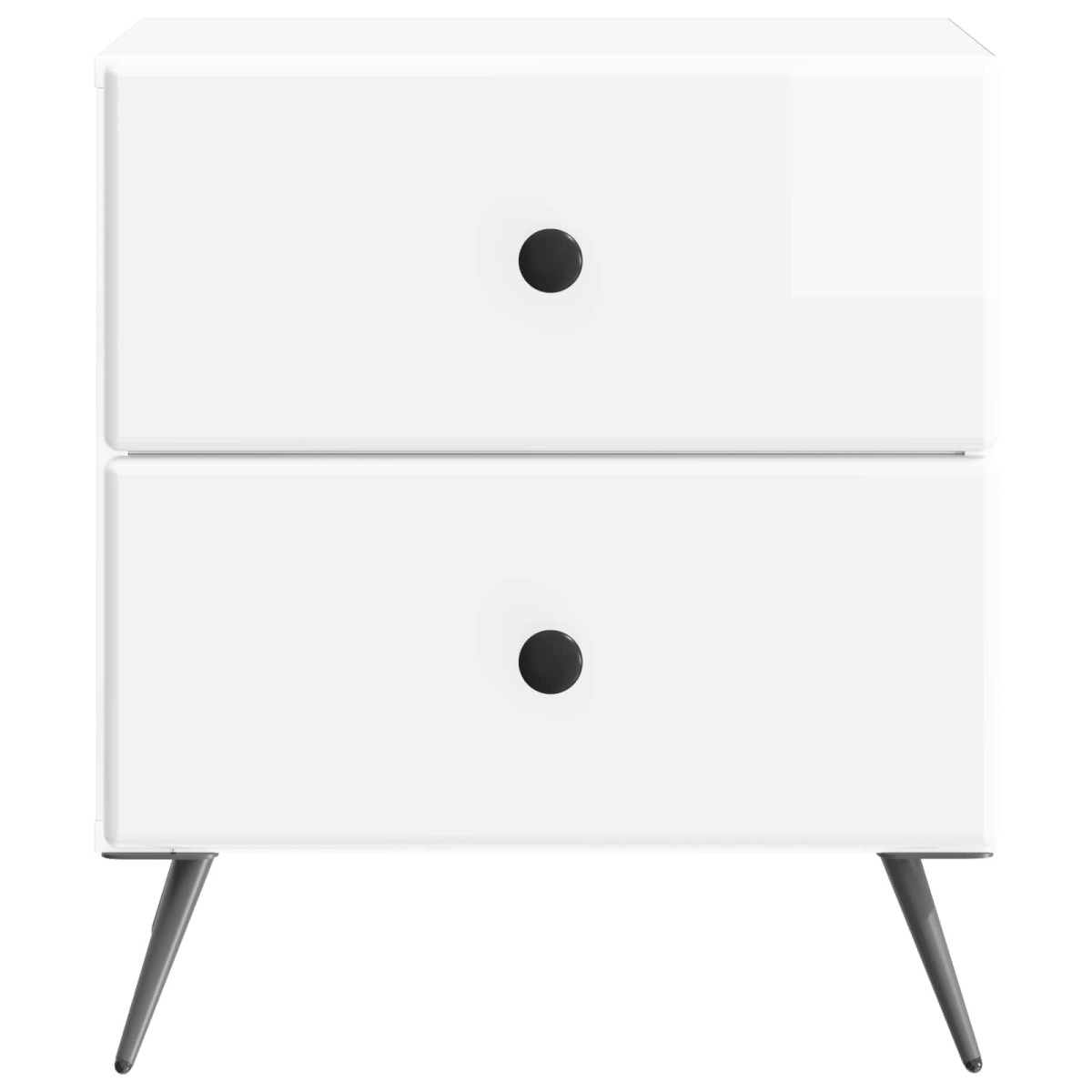 vidaXL Κομοδίνο 2 τεμ. Γυαλιστερό Λευκό 43 x 34,5 x 47,5 εκ