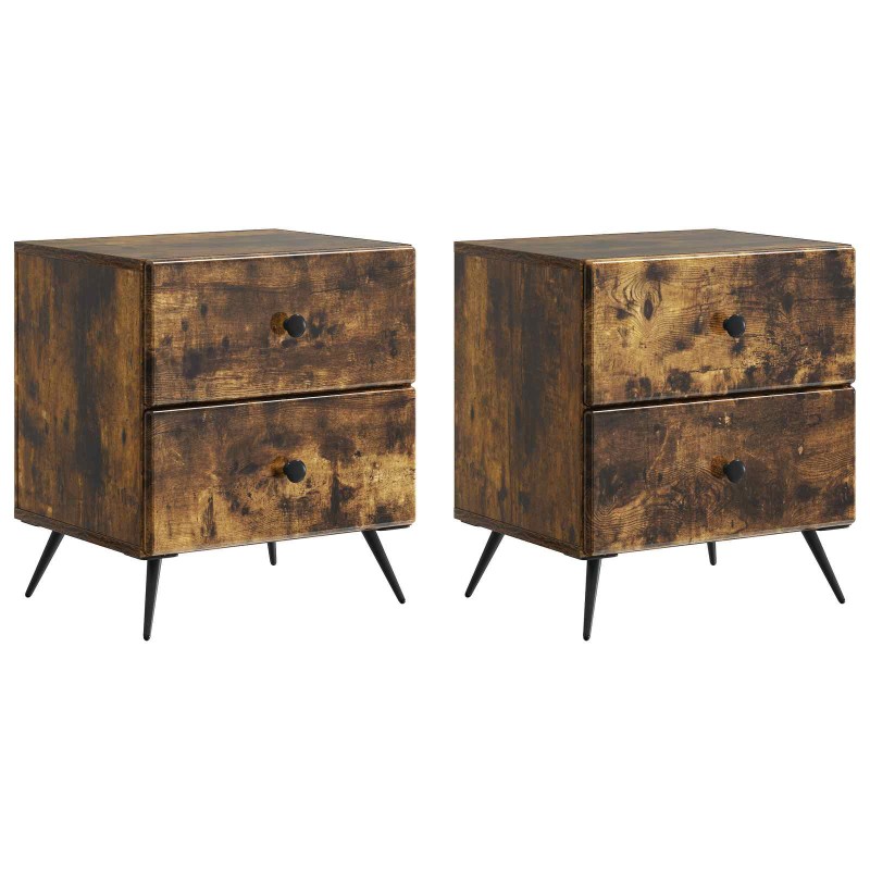 vidaXL Κομοδίνο 2 τεμ. Καπνισμένο Ξύλο Δρυός 43 x 34,5 x 47,5 εκ