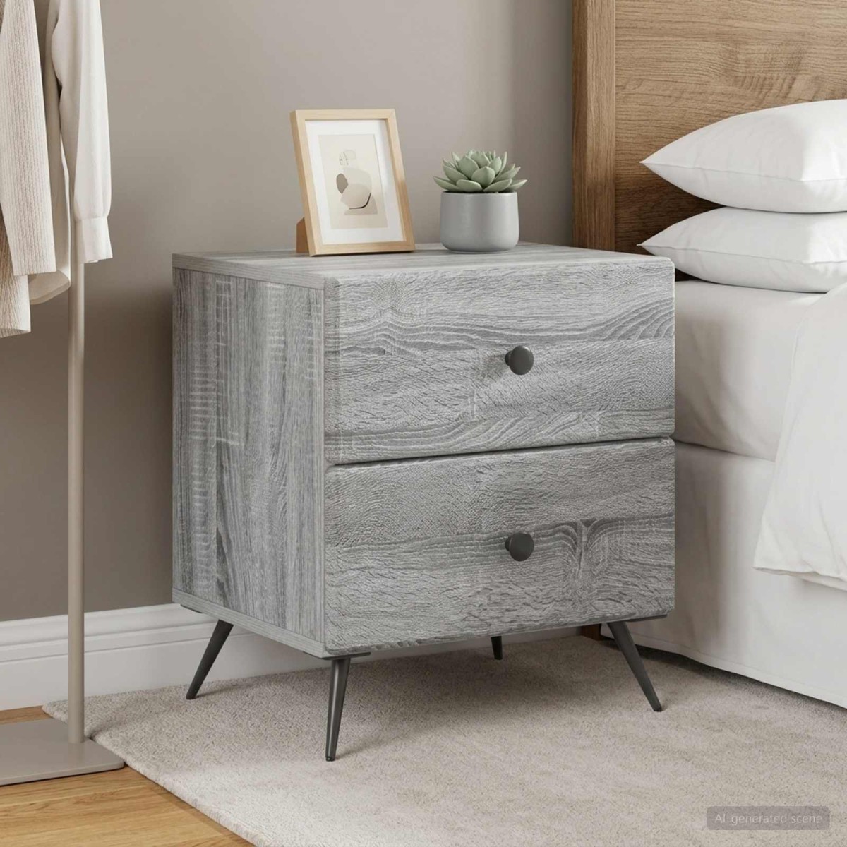 vidaXL Κομοδίνο 2 τεμ. Γκρι Sonoma 43 x 34,5 x 47,5 εκ