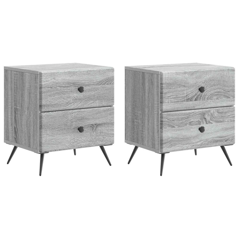 vidaXL Κομοδίνο 2 τεμ. Γκρι Sonoma 43 x 34,5 x 47,5 εκ