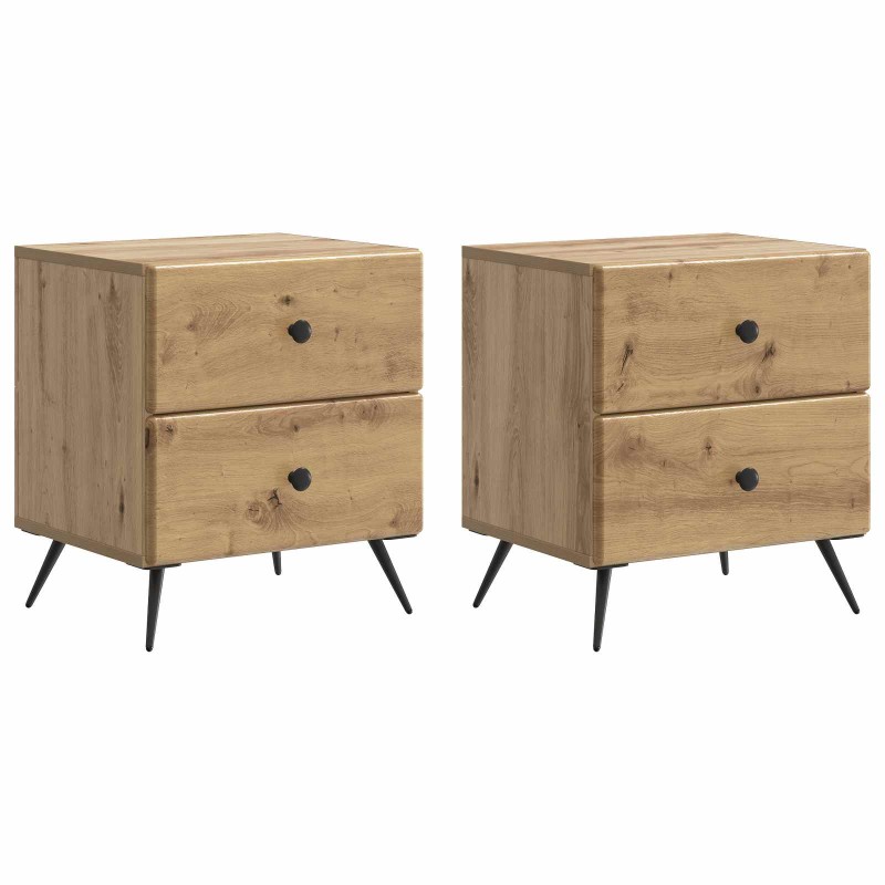 vidaXL Κομοδίνο 2 τεμ. Artisan Δρυς 43 x 34,5 x 47,5 εκ