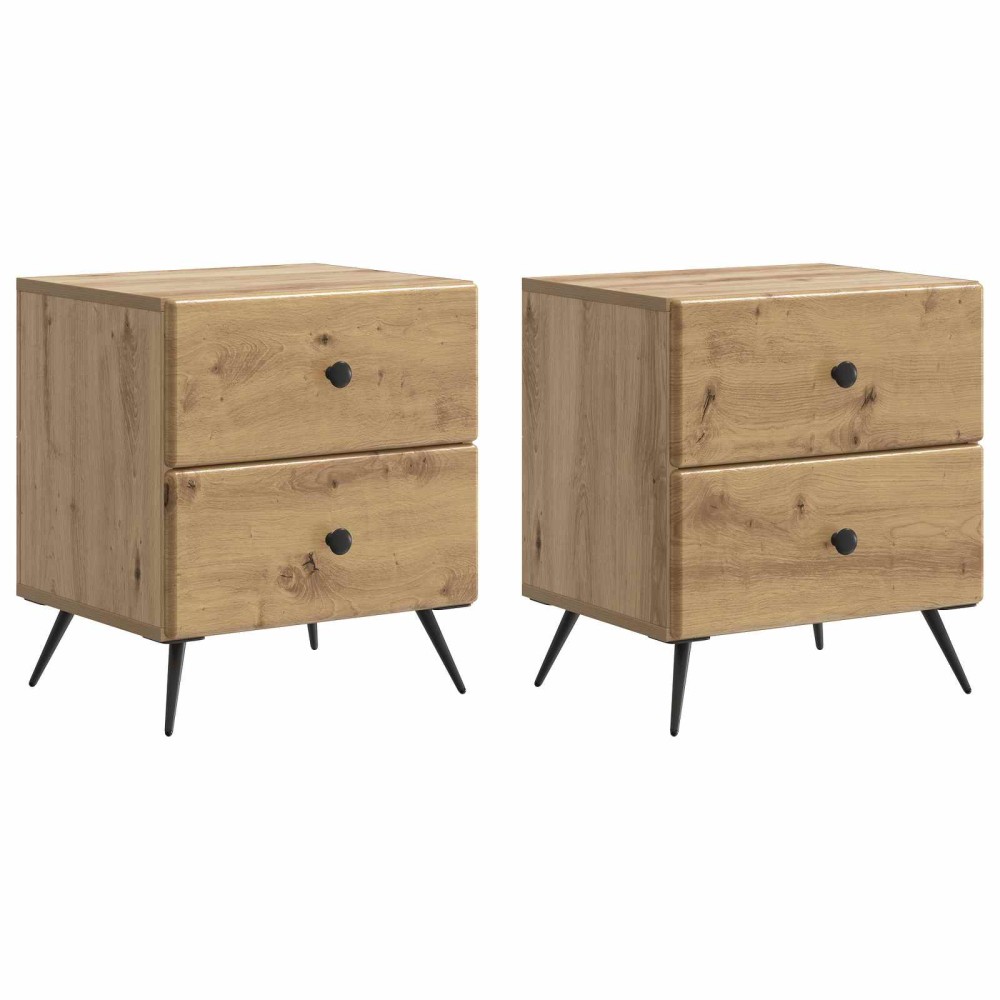 vidaXL Κομοδίνο 2 τεμ. Artisan Δρυς 43 x 34,5 x 47,5 εκ
