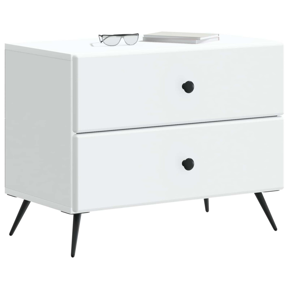 vidaXL Κομοδίνο Λευκό 62 x 34,5 x 47,5 εκ Επεξεργασμένο Ξύλο