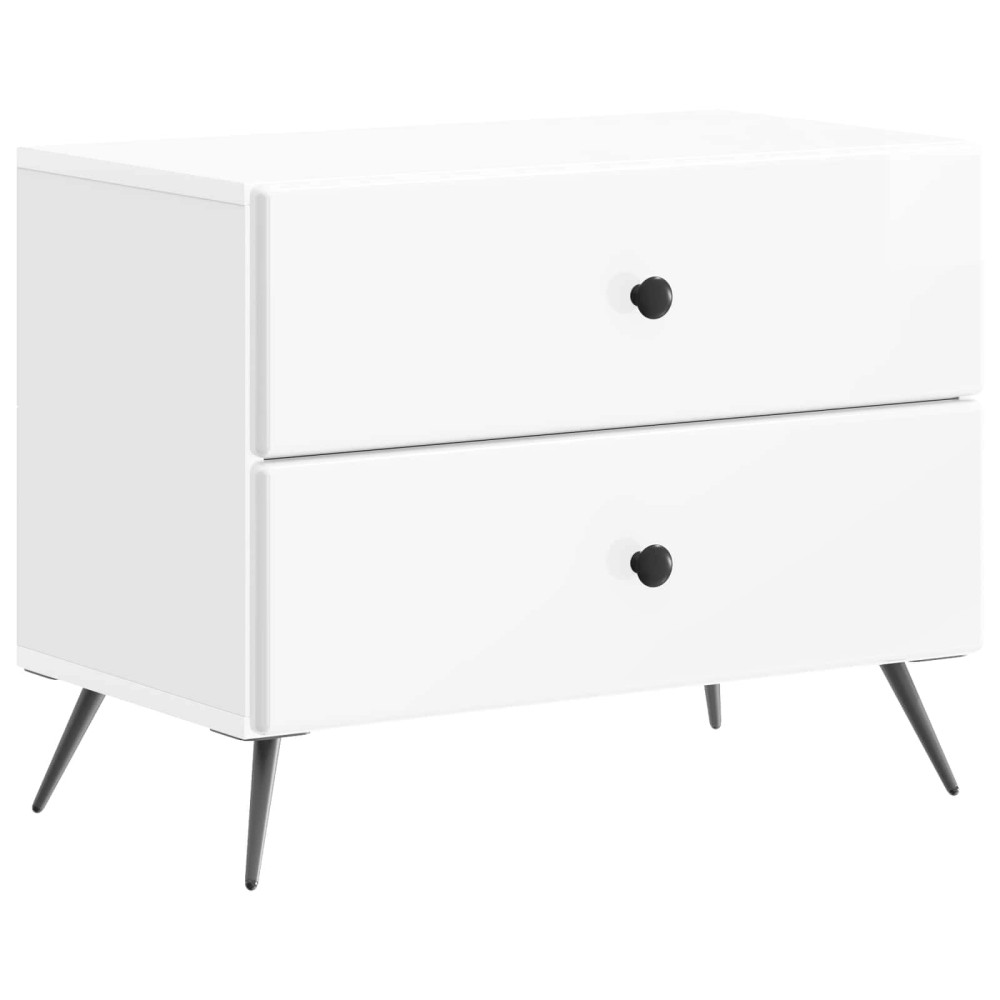 vidaXL Κομοδίνο Γυαλιστερό Λευκό 62 x 34,5 x 47,5 εκ