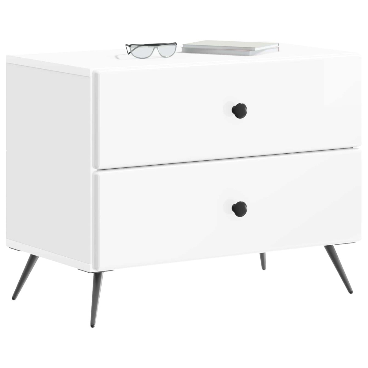 vidaXL Κομοδίνο Γυαλιστερό Λευκό 62 x 34,5 x 47,5 εκ