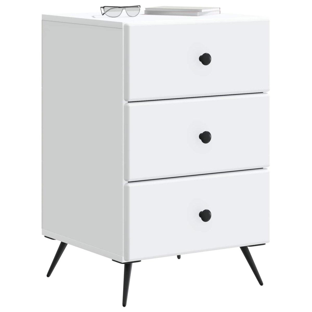 vidaXL Κομοδίνο με συρτάρι Λευκό 43 x 41 x 66,5 εκ. Επεξεργασμένο Ξύλο