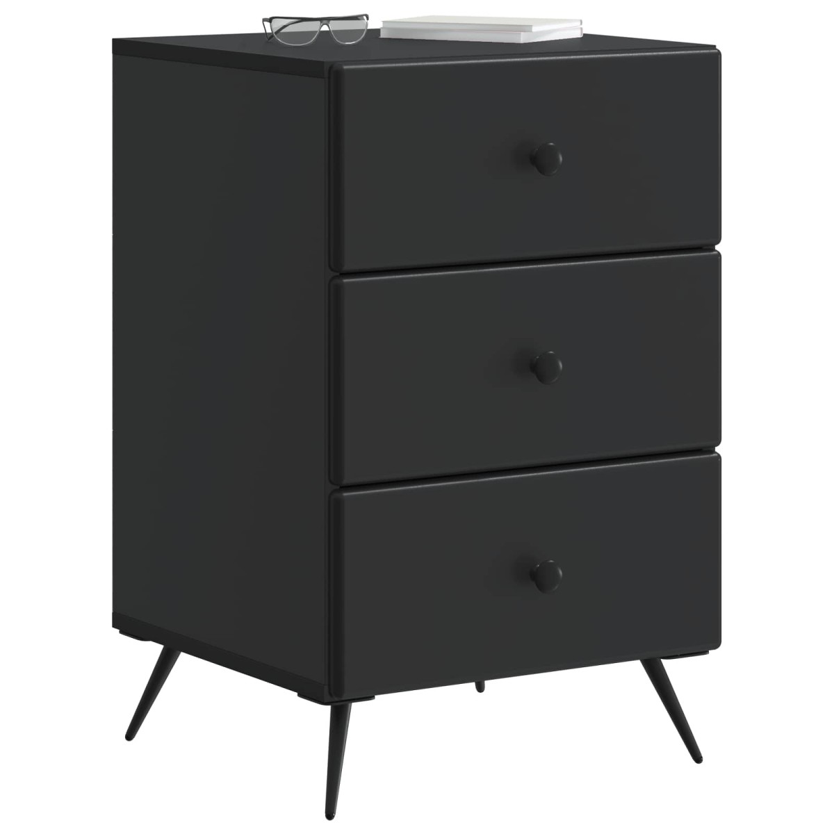 vidaXL Κομοδίνο Μαύρο 43 x 41 x 66,5 εκ. Επεξεργασμένο Ξύλο