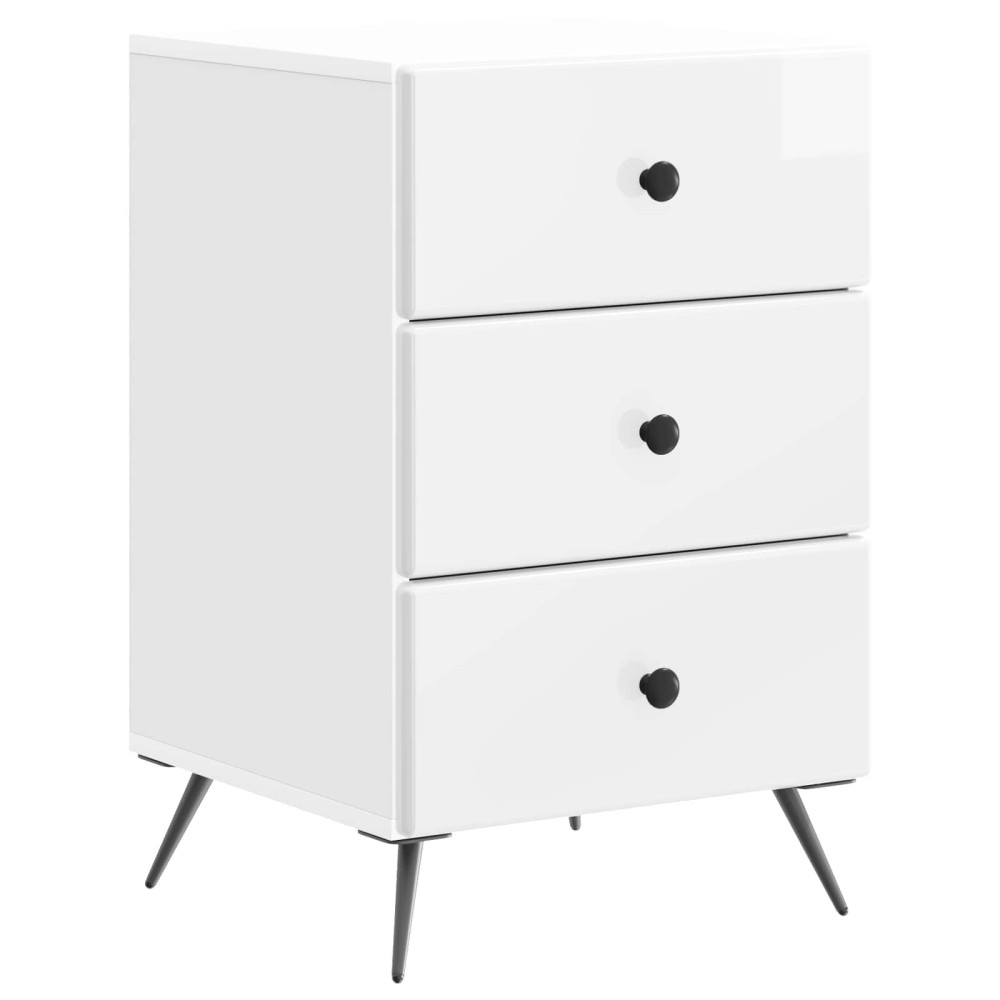 vidaXL Κομοδίνο Γυαλιστερό Λευκό 43 x 41 x 66,5 εκ. Επεξεργασμένο Ξύλο