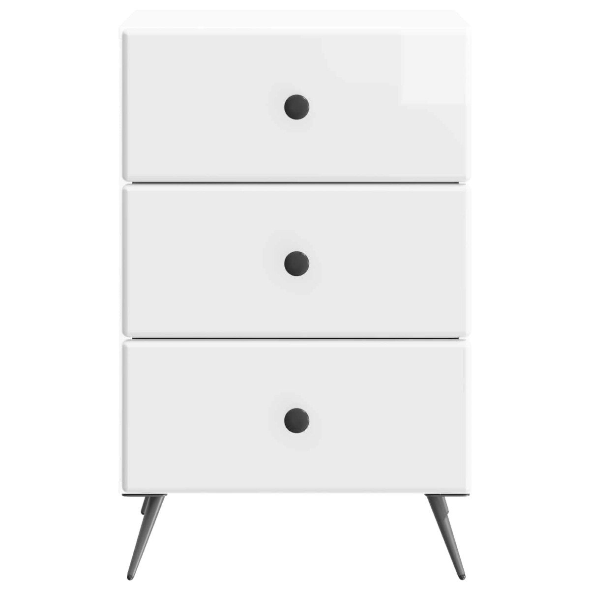 vidaXL Κομοδίνο Γυαλιστερό Λευκό 43 x 41 x 66,5 εκ. Επεξεργασμένο Ξύλο