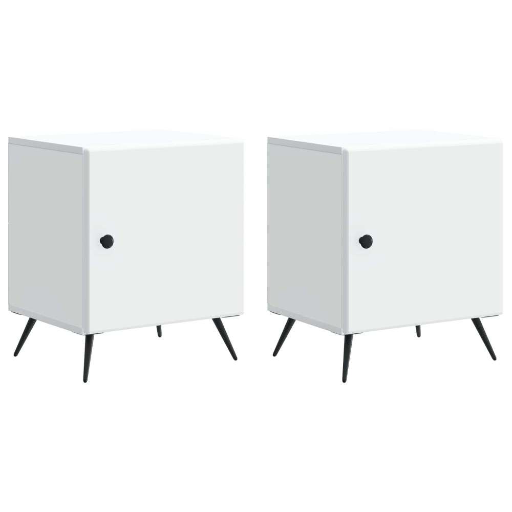 vidaXL Κομοδίνο 2 τμχ. Λευκό 43 x 34,5 x 50 εκ Επεξεργασμένο Ξύλο