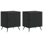 vidaXL Κομοδίνο 2 τμχ. Μαύρο 43 x 34,5 x 50 εκ Επεξεργασμένο Ξύλο