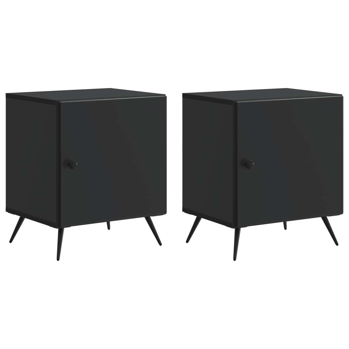 vidaXL Κομοδίνο 2 τμχ. Μαύρο 43 x 34,5 x 50 εκ Επεξεργασμένο Ξύλο