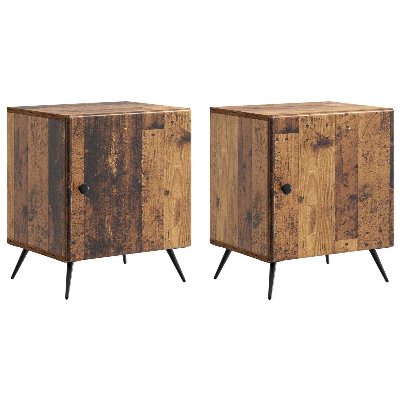 vidaXL Κομοδίνο 2 τεμ. Παλαιωμένο ξύλο 43 x 34,5 x 50 εκ