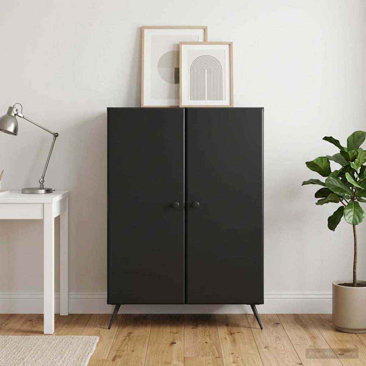 vidaXL Πλαϊνό γραφείο Μαύρο 66 x 34,5 x 90 εκ Επεξεργασμένο Ξύλο