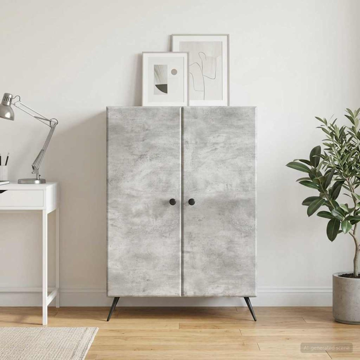 vidaXL Πλαϊνό γραφείο Γκρι Σκυροδέματος 66 x 34,5 x 90 εκ