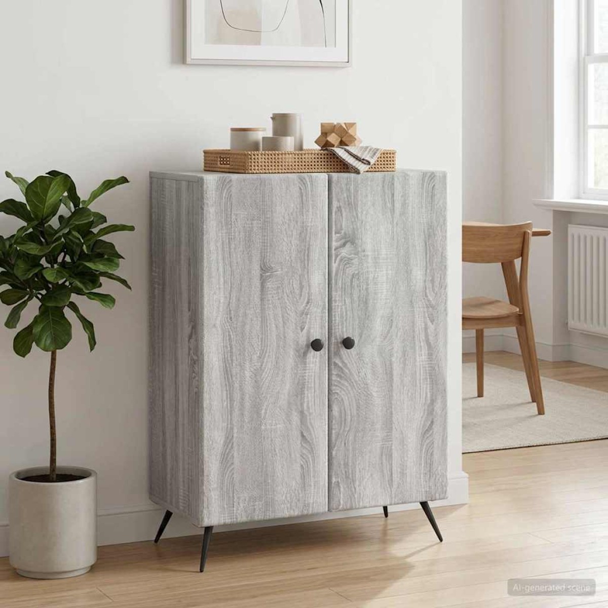 vidaXL Πλαϊνό γραφείο Γκρι Sonoma 66 x 34,5 x 90 εκ Επεξεργασμένο Ξύλο