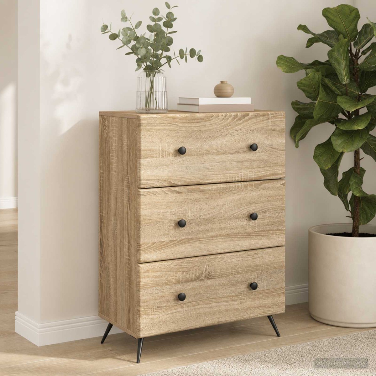 vidaXL Ντουλάπι με Συρτάρια Sonoma Δρυς 66 x 34,5 x 90 εκ
