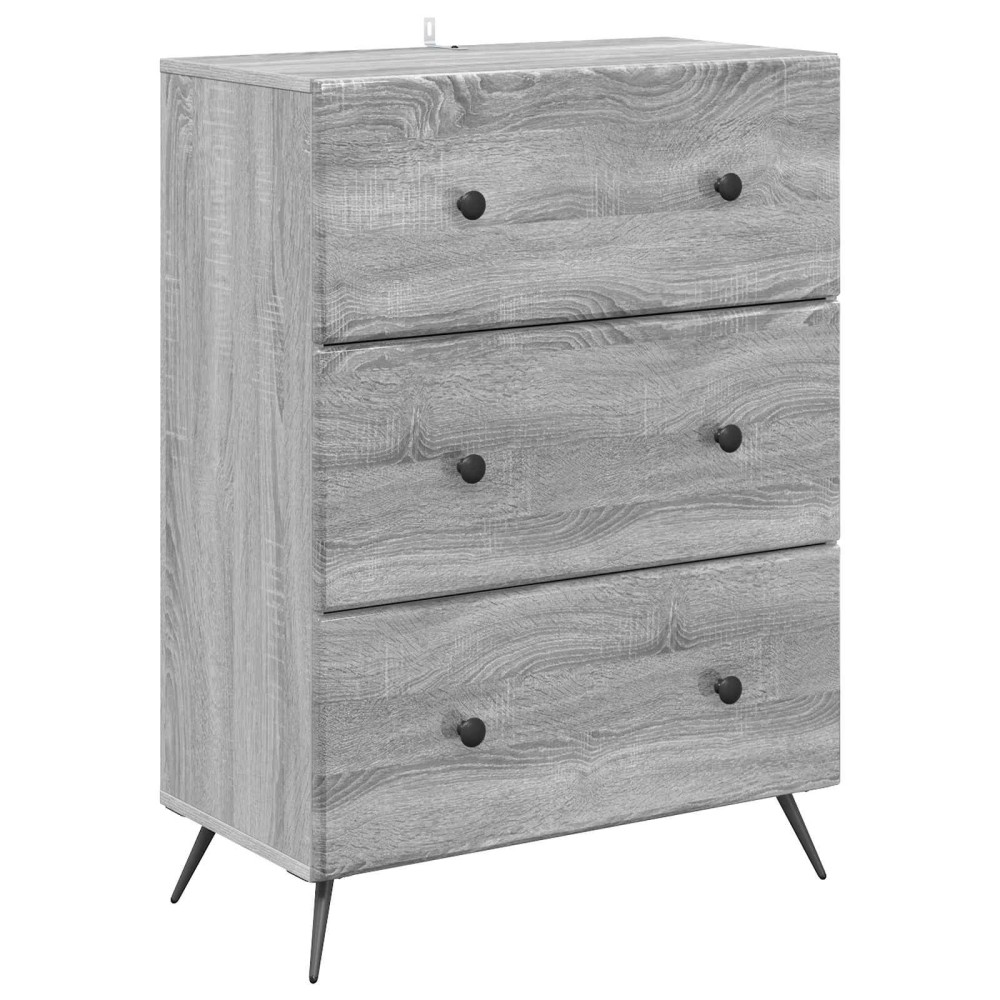 vidaXL Ντουλάπι με Συρτάρια Γκρι Sonoma 66 x 34,5 x 90 εκ