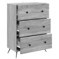 vidaXL Ντουλάπι με Συρτάρια Γκρι Sonoma 66 x 34,5 x 90 εκ