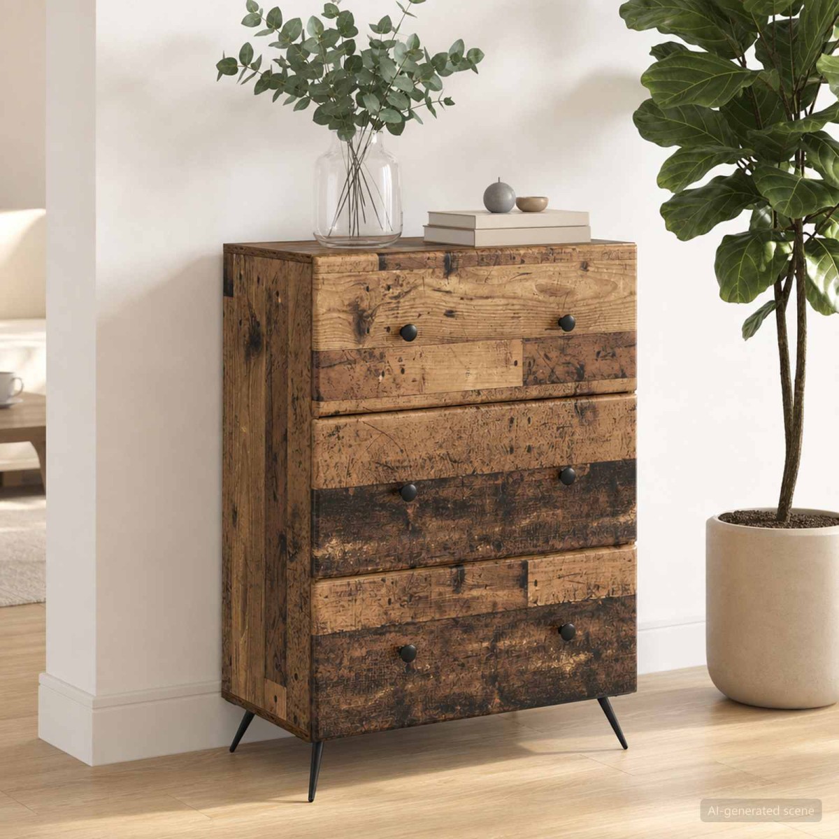 vidaXL Ντουλάπι με Συρτάρια Παλαιωμένο ξύλο 66 x 34,5 x 90 εκ