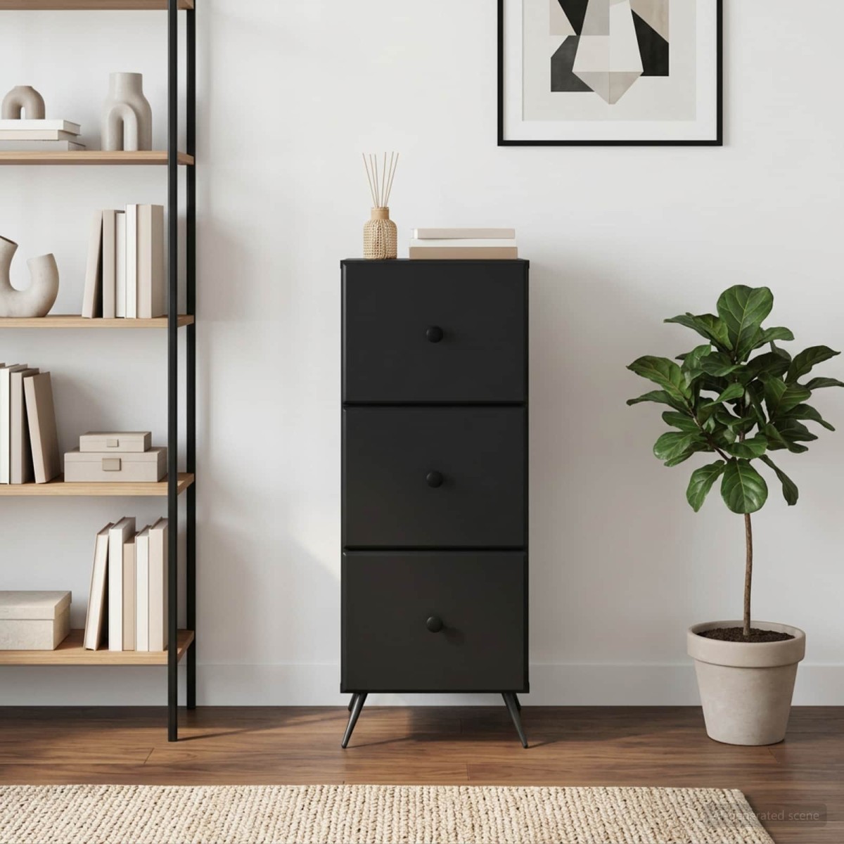 vidaXL Ντουλάπι με Συρτάρια Μαύρο 33 x 34,5 x 90 εκ Επεξεργασμένο Ξύλο