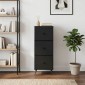 vidaXL Ντουλάπι με Συρτάρια Μαύρο 33 x 34,5 x 90 εκ Επεξεργασμένο Ξύλο