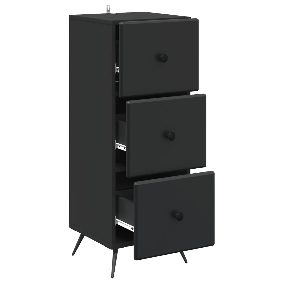 vidaXL Ντουλάπι με Συρτάρια Μαύρο 33 x 34,5 x 90 εκ Επεξεργασμένο Ξύλο