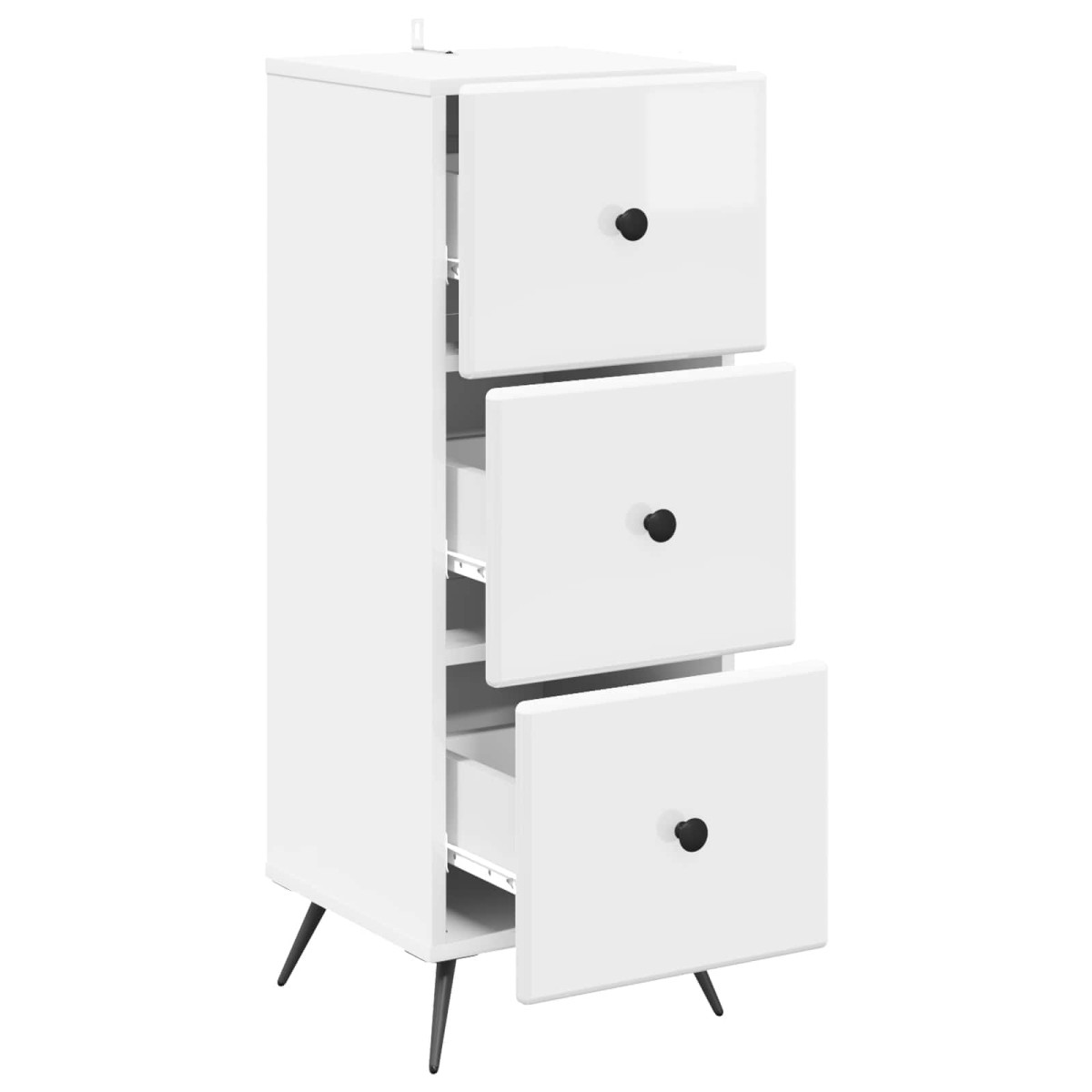 vidaXL Ντουλάπι με Συρτάρια Γυαλιστερό Λευκό 33 x 34,5 x 90 εκ