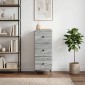 vidaXL Ντουλάπι με Συρτάρια Γκρι Sonoma 33 x 34,5 x 90 εκ