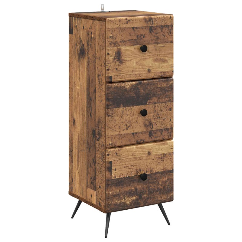 vidaXL Ντουλάπι με Συρτάρια Παλαιωμένο ξύλο 33 x 34,5 x 90 εκ