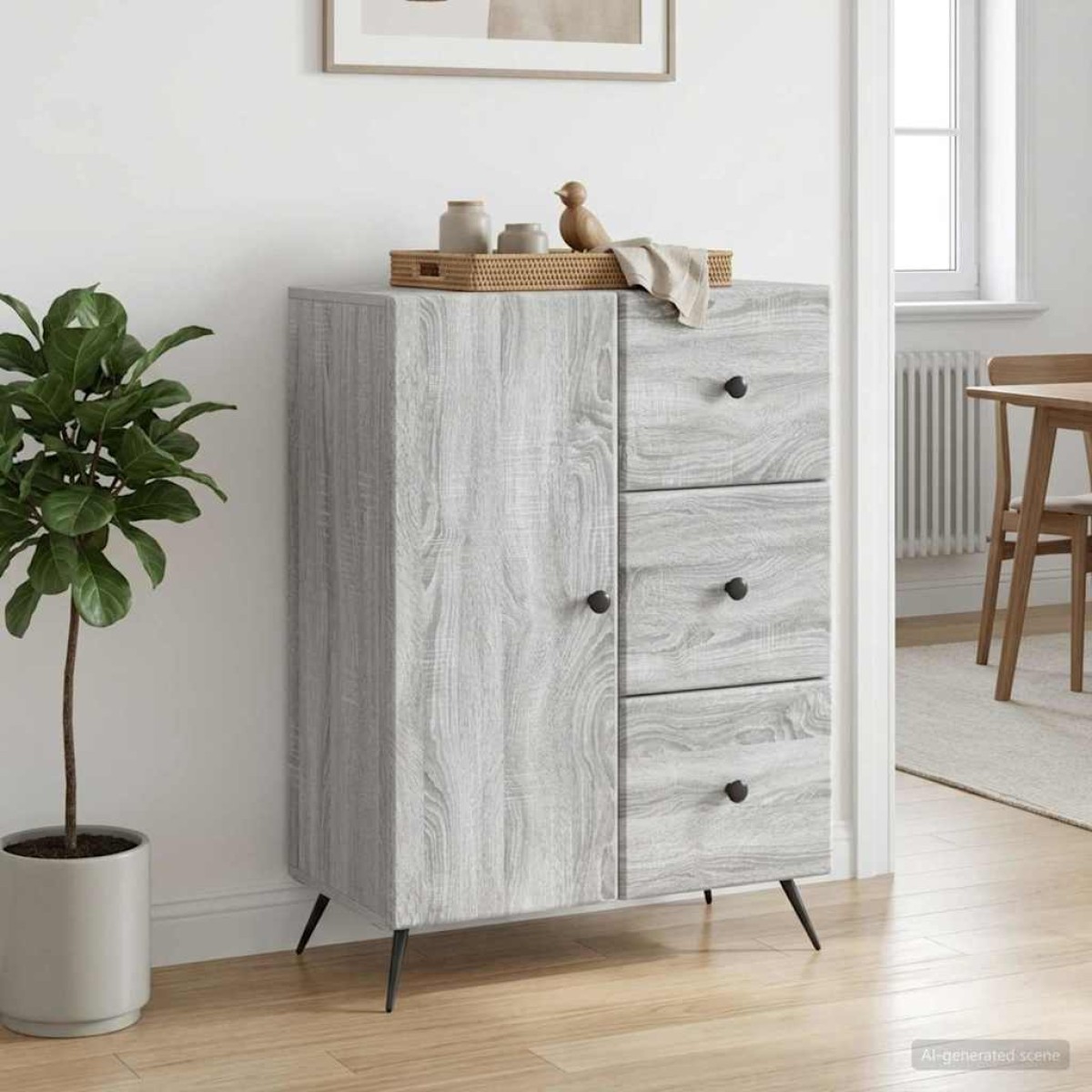 vidaXL Πλαϊνό γραφείο Γκρι Sonoma 66 x 34,5 x 90 εκ Επεξεργασμένο Ξύλο