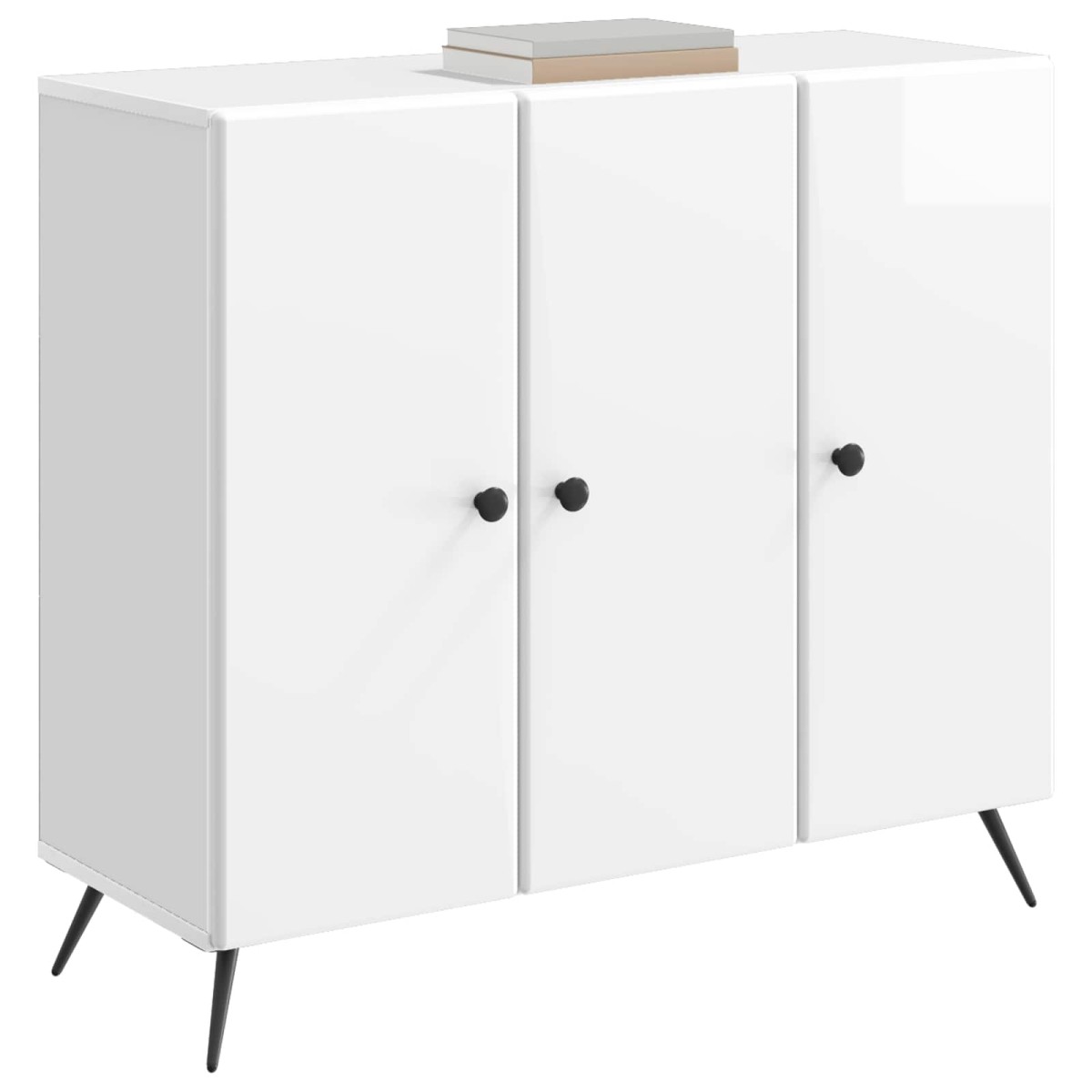 vidaXL Πλαϊνό γραφείο Γυαλιστερό Λευκό 89 x 34,5 x 80 εκ